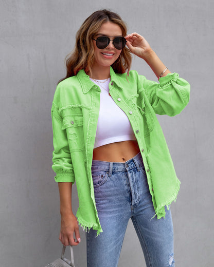 Veste Chemise Denim Déchirée