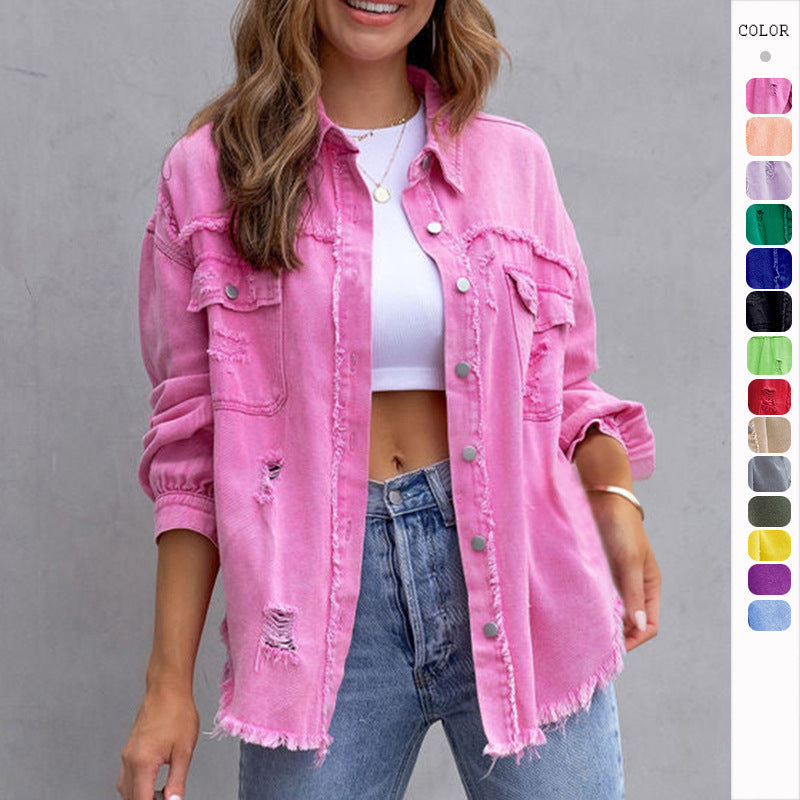 Veste Chemise Denim Déchirée