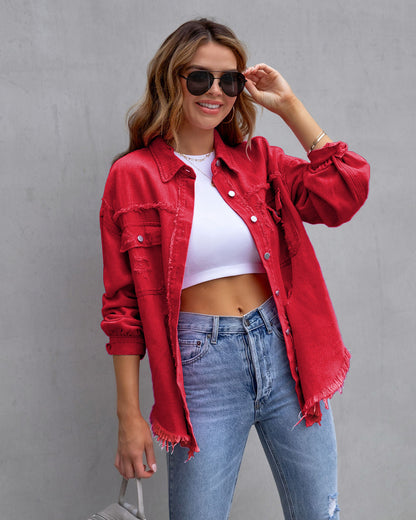 Veste Chemise Denim Déchirée