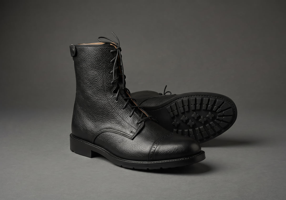 Velmurax leather paddock boots in black, showing the outsole and heel