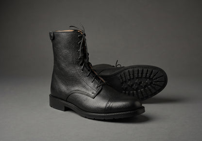 Velmurax leather paddock boots in black, showing the outsole and heel