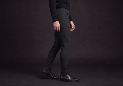 Velmurax men's riding breeches in black, worn, in side profile